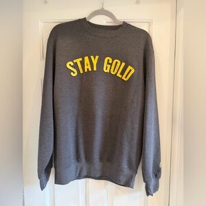 Gray 'Stay Gold' Outsiders Crewneck Sweatshirt size medium- Yellow Lettering